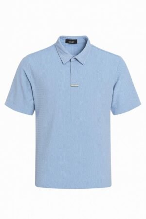 Men’s Textured Polo Shirt – Blue