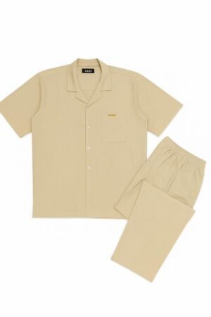 Sazi Men’s Short Sleeve Co-ord Set – Nude