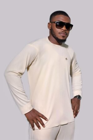 Sezimen Men’s Cream Long-Sleeve Two-Piece Set