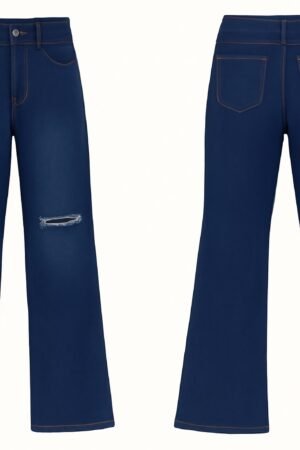 Distressed Wide-Leg Jeans