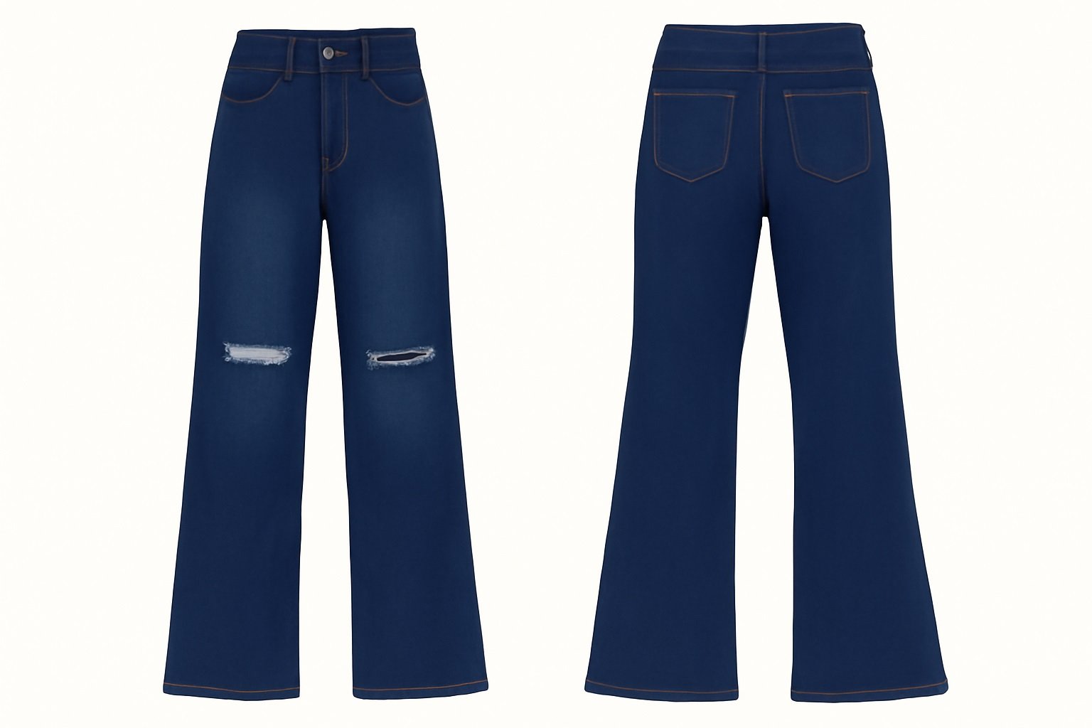 Distressed Wide-Leg Jeans