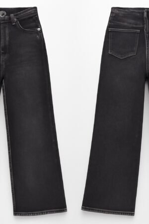 Washed Black Wide-Leg Jeans