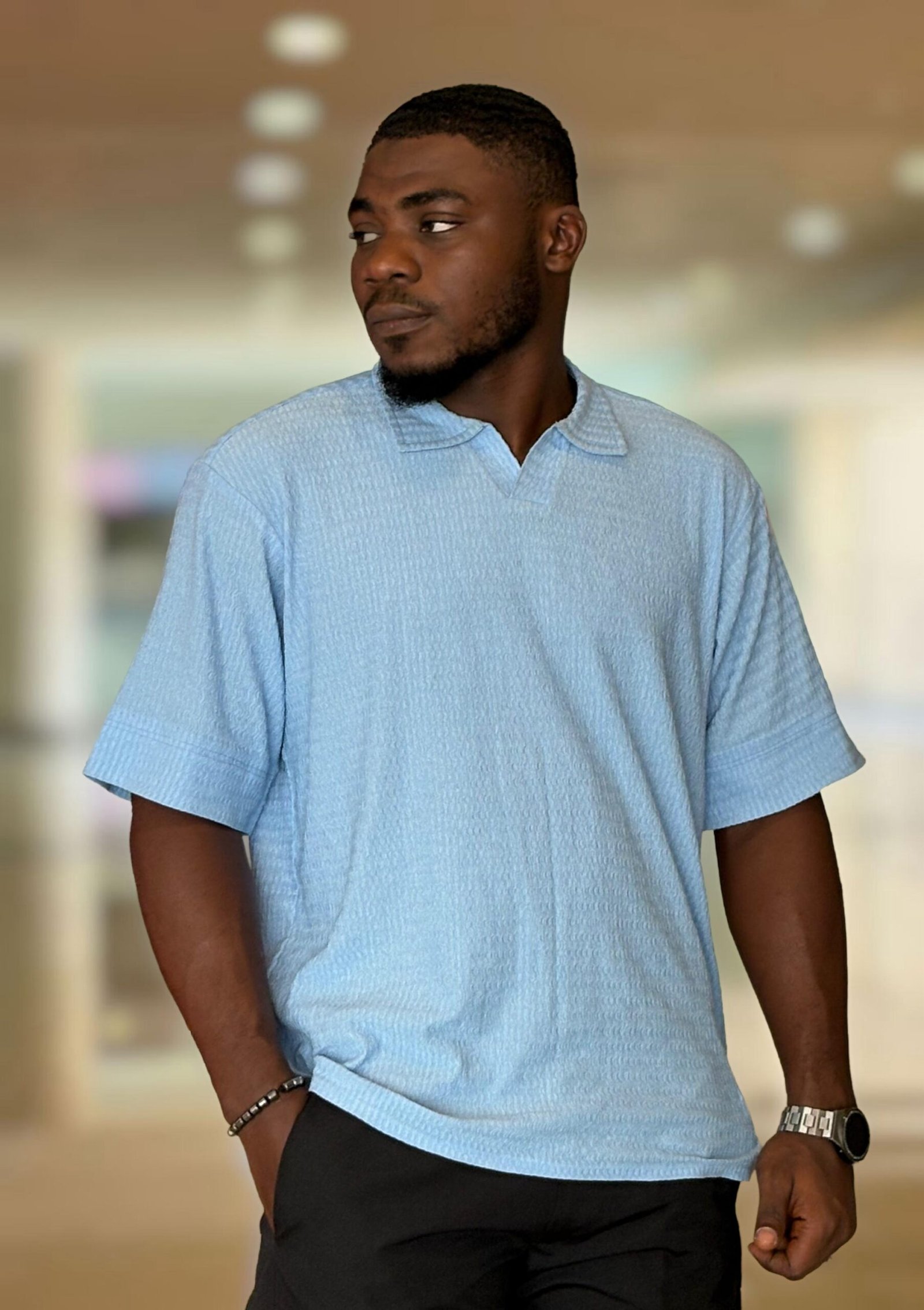 Men’s Casual Short-Sleeve Textured Shirt